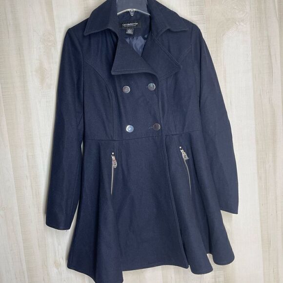 Liz Claiborne navy wool‎ double breasted coat, size large - Picture 4 of 15